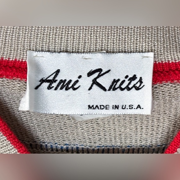 Vintage Beige Rainbow Striped Cardigan Sweater Size 10 M L Pride Whimsical - Picture 2 of 4